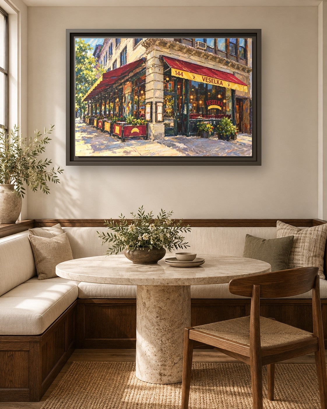 Veselka framed canvas print in a breakfast nook